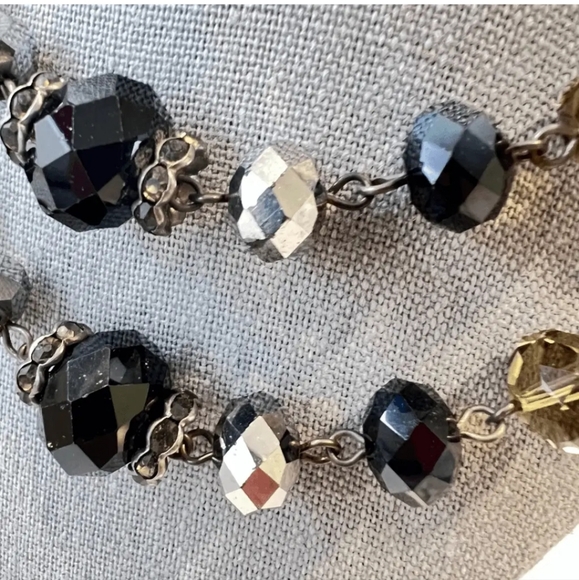 Trifari | Faceted Black, Crystal Rondelle Layered Statement Necklace - Picture 5 of 6